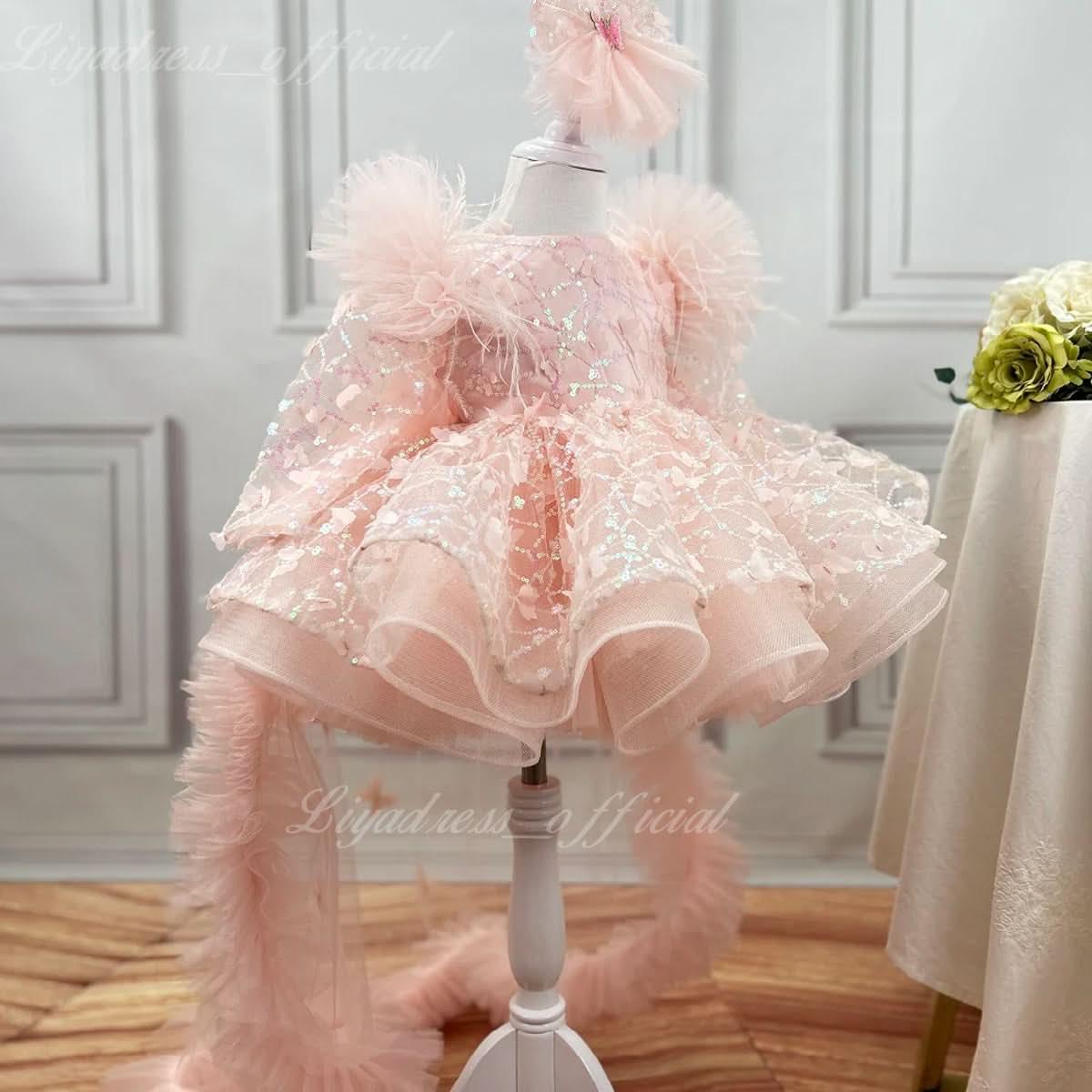 Butterfly Fluffy Princess Dress Long Sleeve Christmas & Birthday Outfit | KLFFIGID