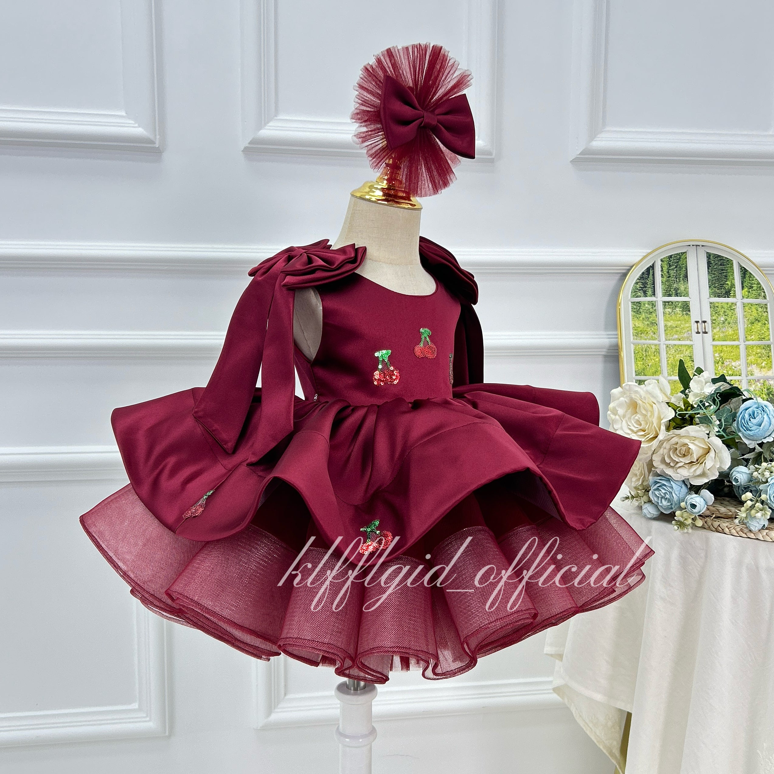Toddler princess dress Birthday party themed baby strawberry dress,｜KLFFIGID