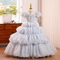 Puff sleeve dress, birthday party dress, pageant dress, wedding girl dress