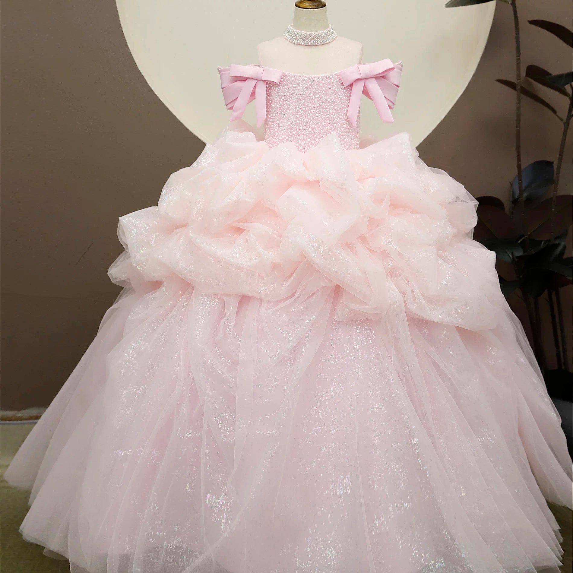 Blue girl princess dress, birthday party ceremony maxi dress, children's dress