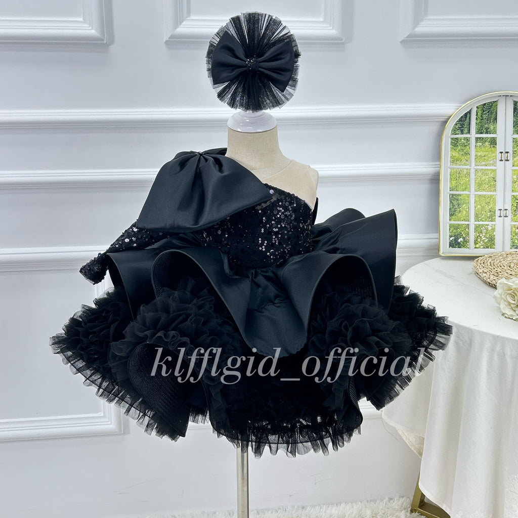 Fashion Baby Birthday Dress Glamorous one-shoulder pageant gown | KLFFLGID