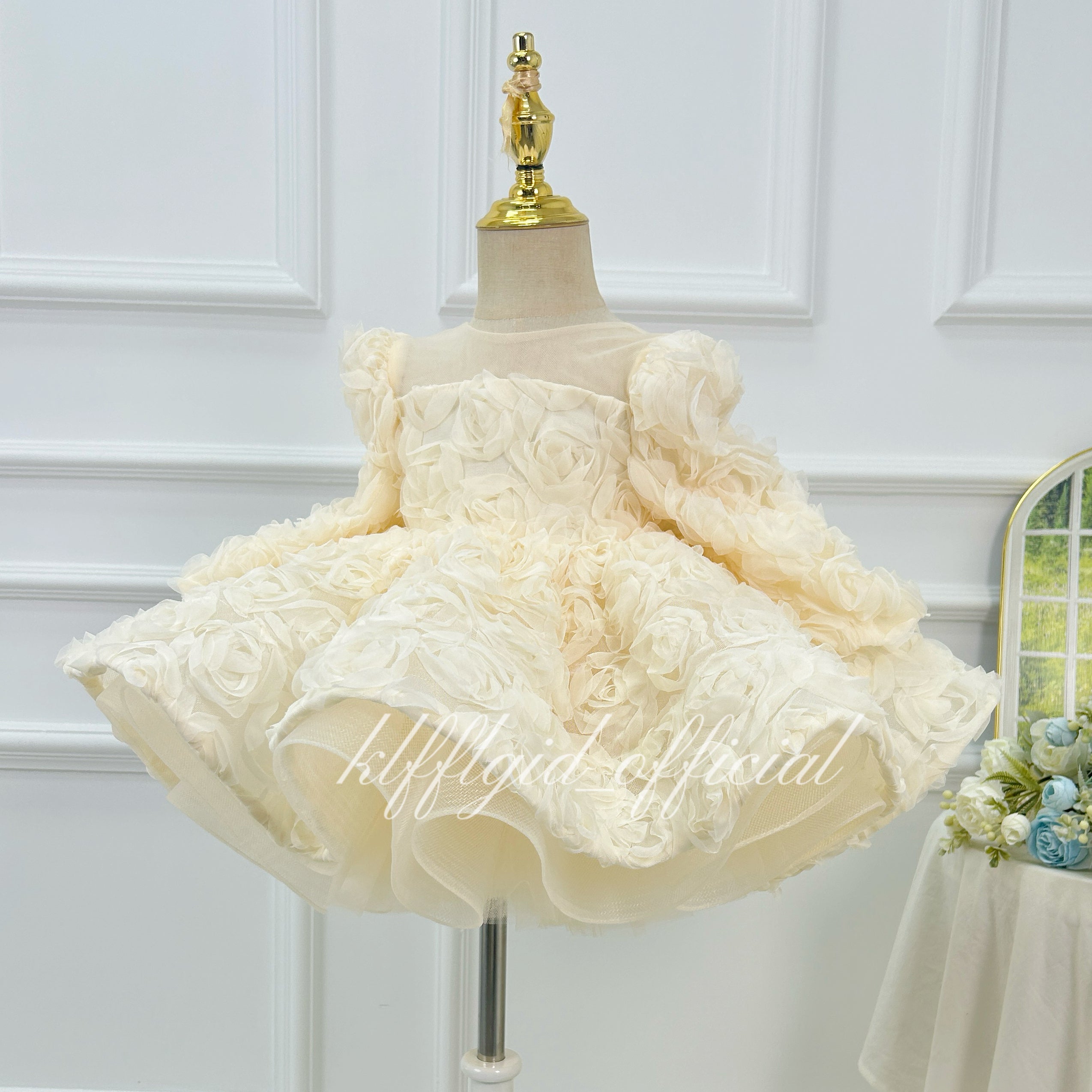 Floral 1st Birthday & Wedding Flower Girl Pageant Dress | KLFFIGID