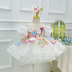 Elegant 3D Floral Flower Girl Princess Dress for Weddings | KLFFIGID