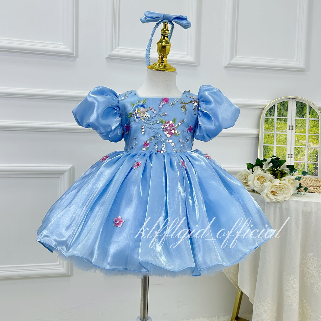 Baby's Birthday Dress Embroidered floral pageant dress for girls  | KLFFLGID