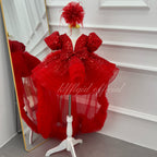 Baby First birthday dress Flower girl dress Red Christmas dress for girls | KLFFIGID