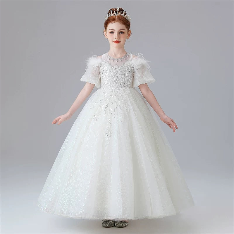 3-12 years old children's dress rose temperament birthday party stage performance girl princess dress