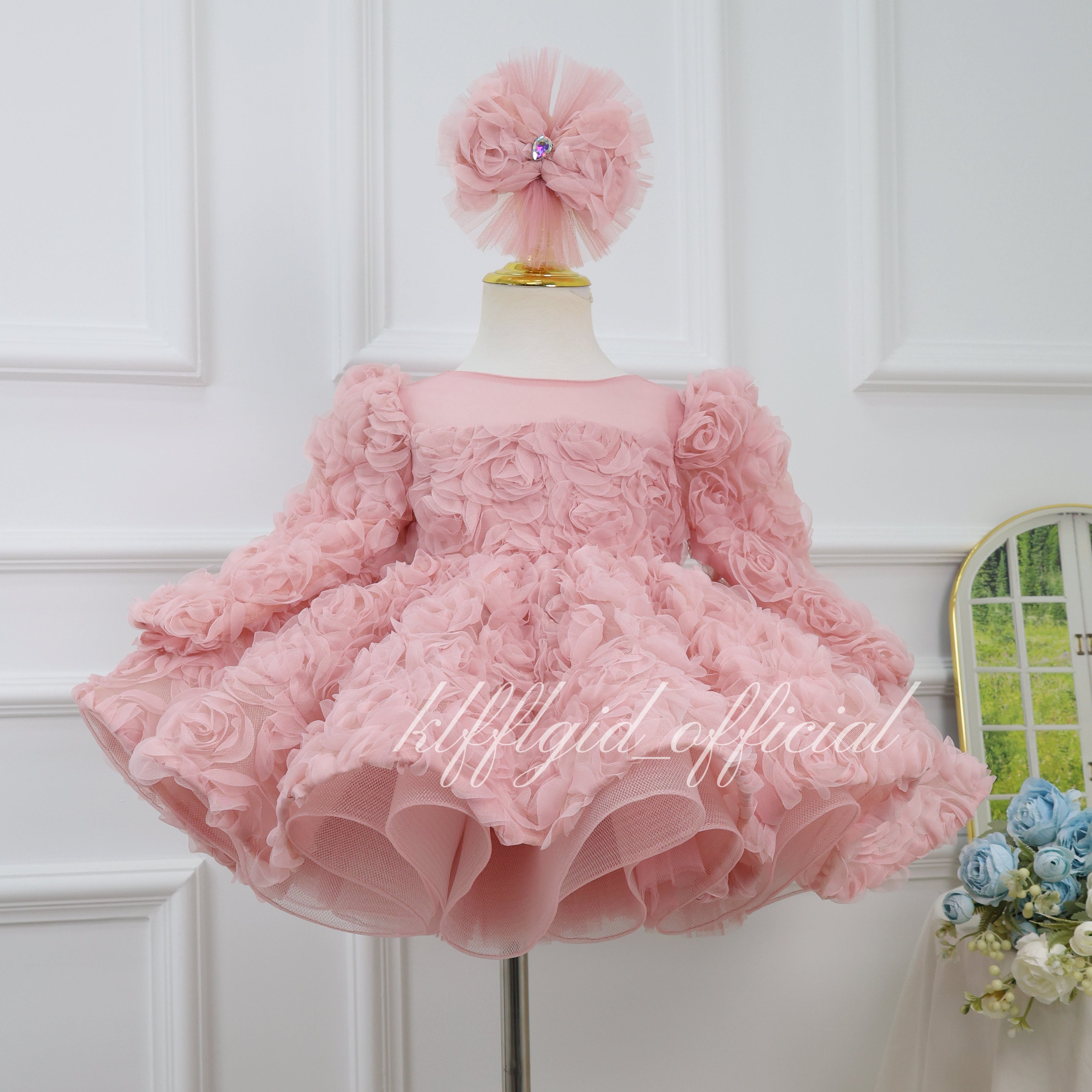 Floral 1st Birthday & Wedding Flower Girl Pageant Dress | KLFFIGID