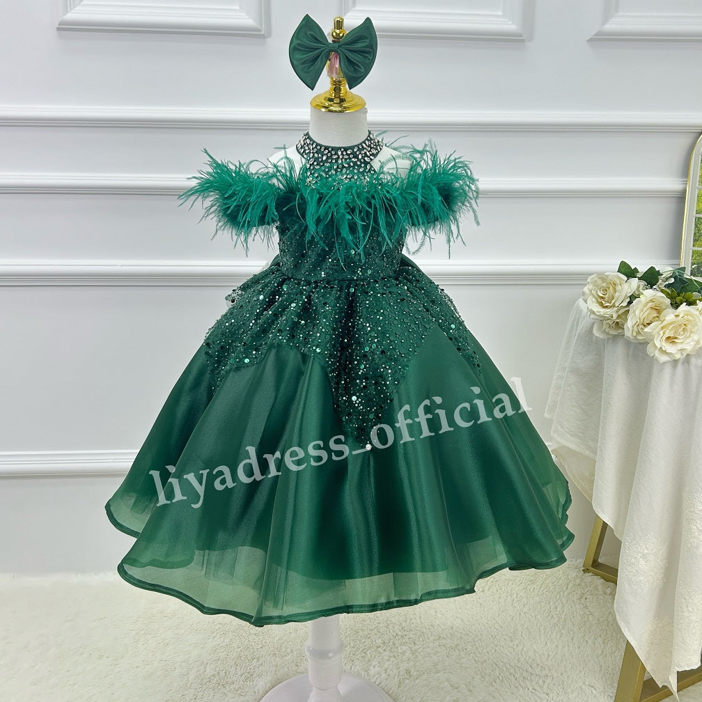 Girls dresses, green dresses, Christmas dresses, graduation party dance dresses, baby dresses, children's maxi dresses