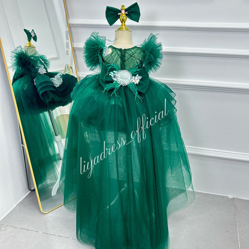Baby Flutter Sleeve Tail Princess Dress Christmas & 1st Birthday Party | KLFFIGID