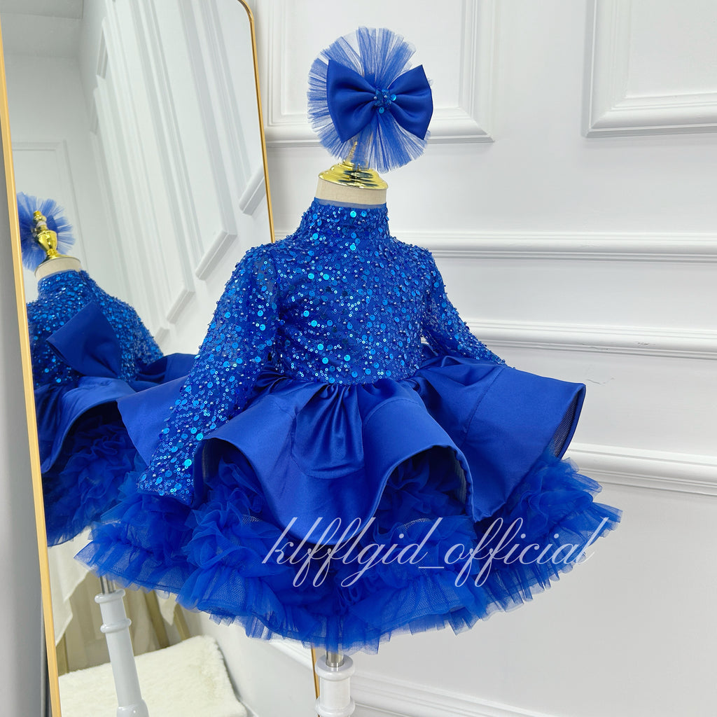 Sparkly Long Sleeve Baby Girl Birthday & Flower Girl Dress | KLFFIGID