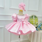Baby First Birthday Big Bow Flower Girl Wedding Dress | KLFFLGID