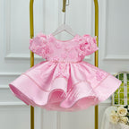 Girls First birthday dress Cute Bow-Back Party Dress with Wing Details Flower Girl Dress | KLFFIGID