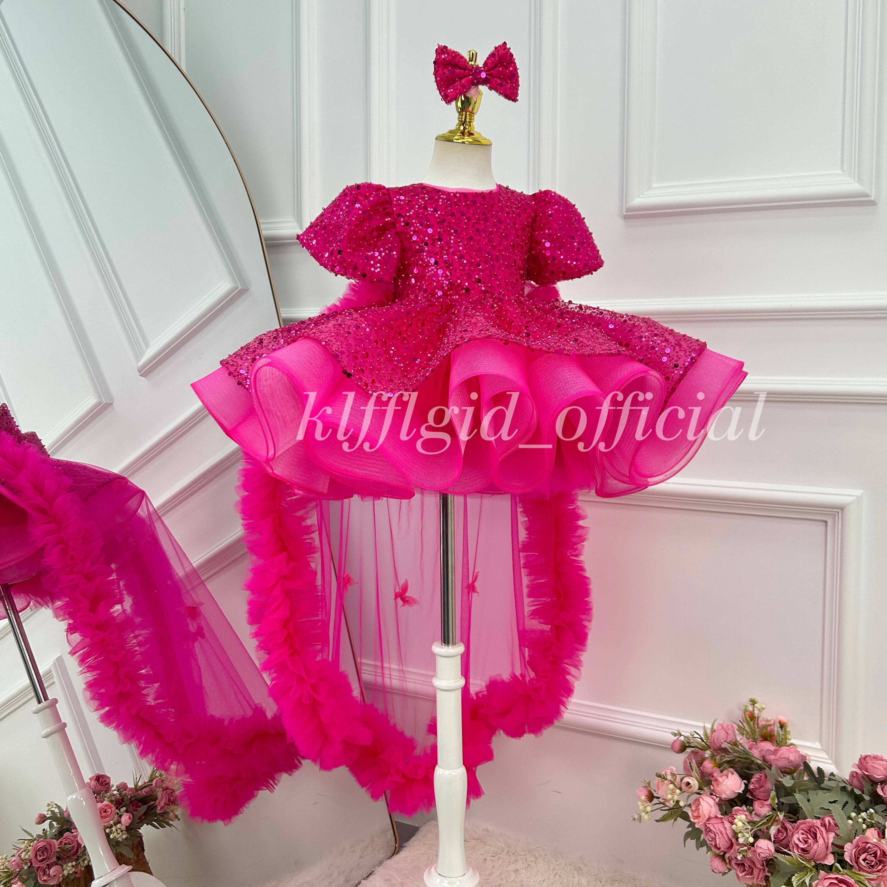 Sequin flower girl dress Toddlers Birthday dress Pageant attire   | KLFFLGID