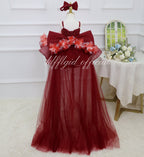 Toddlers Birthday dress Pageant gowns for girls Burgundy Christmas dress  | KLFFLGID