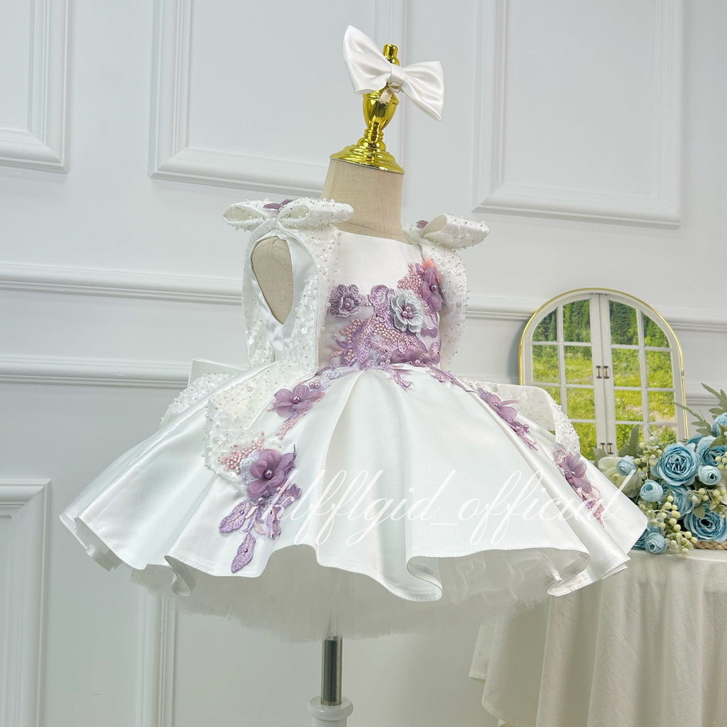Baby Birthday Dress Gorgeous Flower Girl Dress Floral Embroidery Dress ｜KLFFIGID