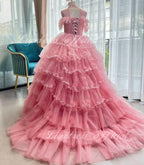 New Pink Lace Embroidered Fluffy Fashion Stage Performance Flower Girl Wedding Girls' Evening Dress