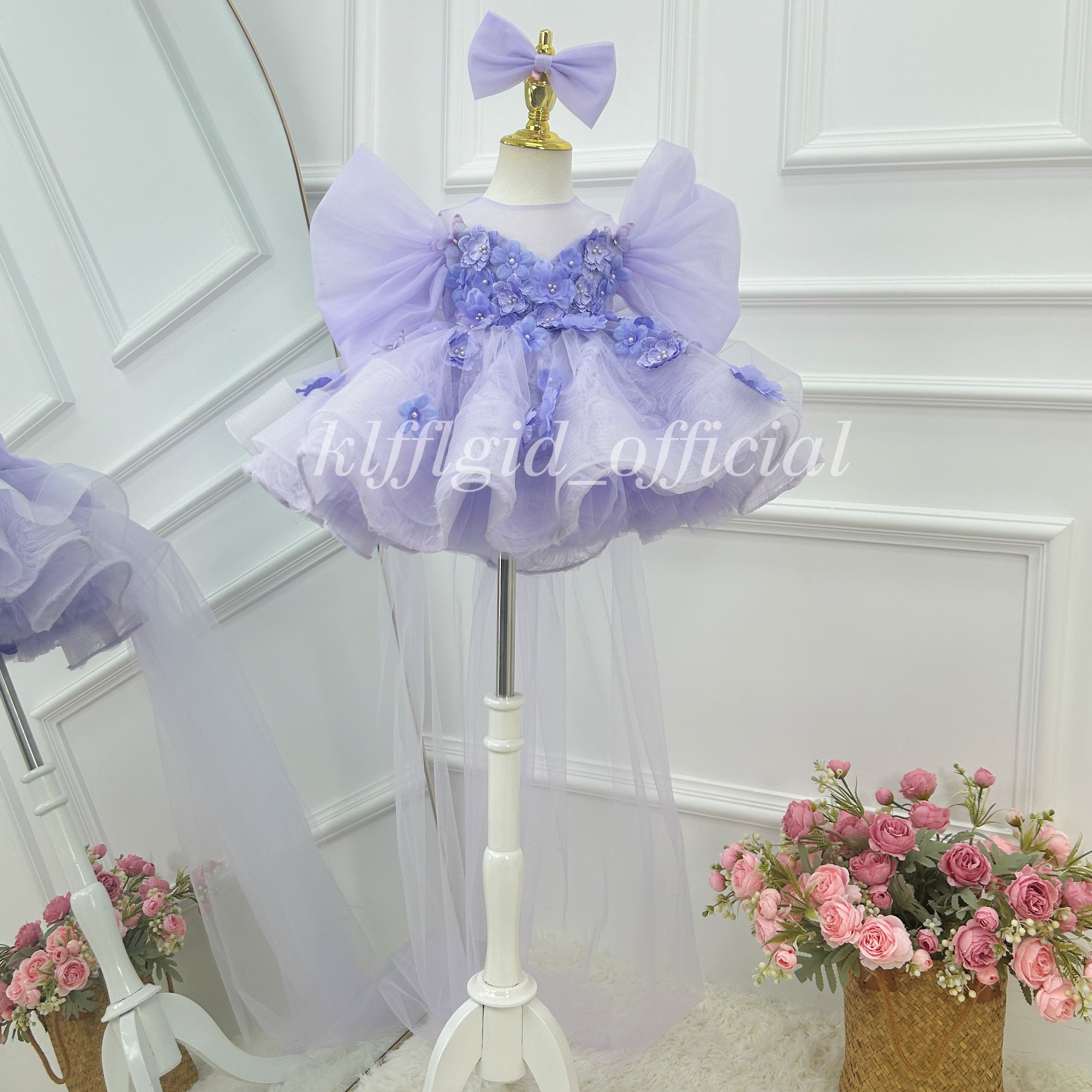 First Baby Birthday Dress Floral Party-Themed Dress Wedding flower girl｜KLFFIGID