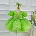 girl formal dress Sparkly short-sleeve princess gown for kids｜KLFFIGID