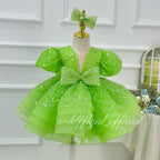 girl formal dress Sparkly short-sleeve princess gown for kids｜KLFFIGID