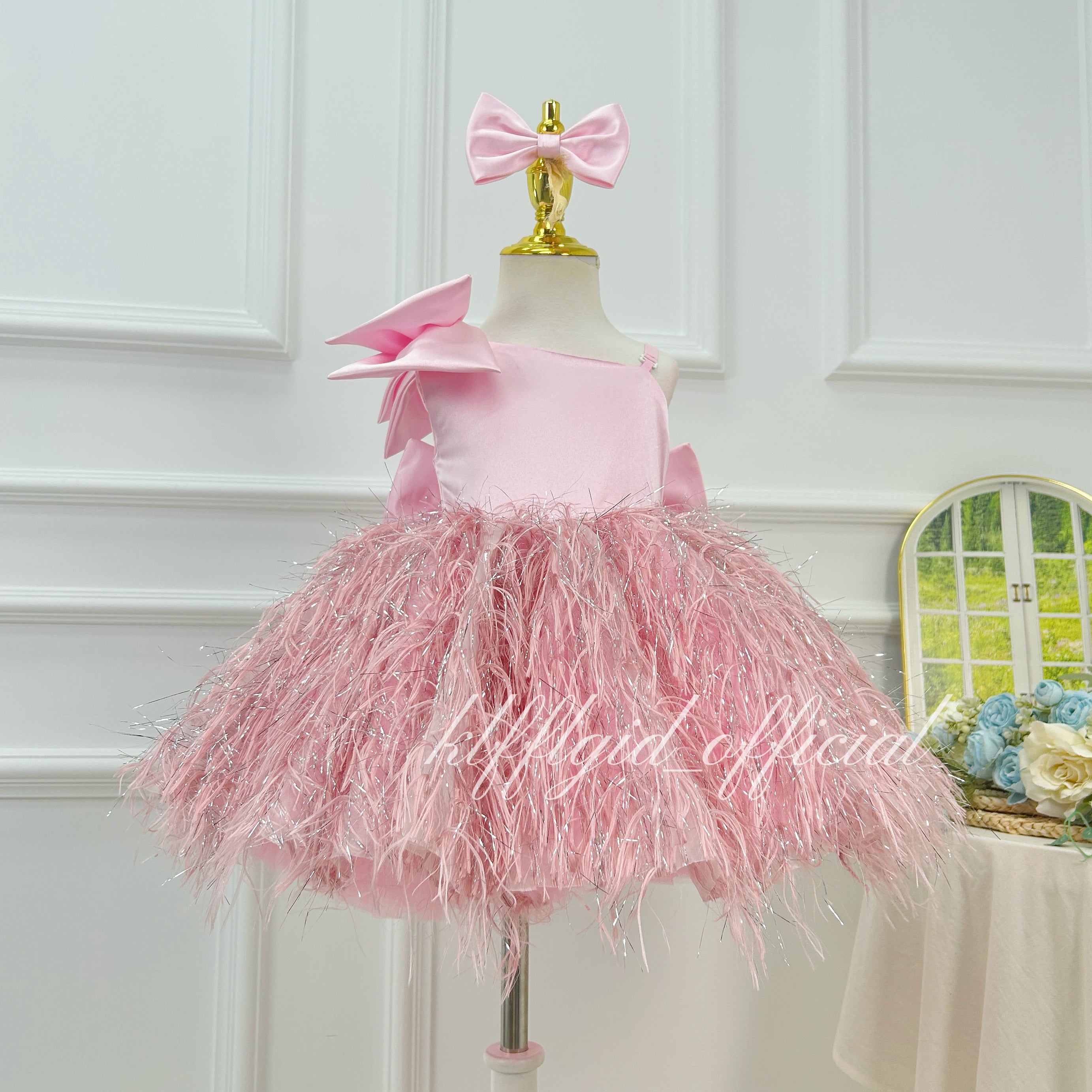 One-Shoulder Bow Princess Wedding Pageant Dress | KLFFIGID
