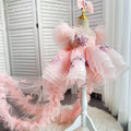 Cute Feather Sleeve Embroidery Girl Birthday Dress | KLFFIGID