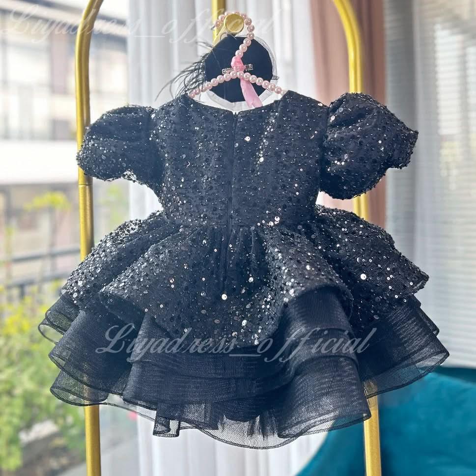 Girls High End Puff Sleeve Sequin Princess Party Dress | KLFFIGID