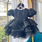 Girls High End Puff Sleeve Sequin Princess Party Dress | KLFFIGID