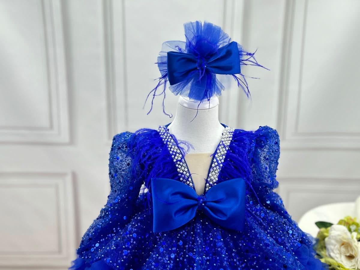 Girls Sequin Long Sleeve Evening Party Princess Dress | KLFFIGID