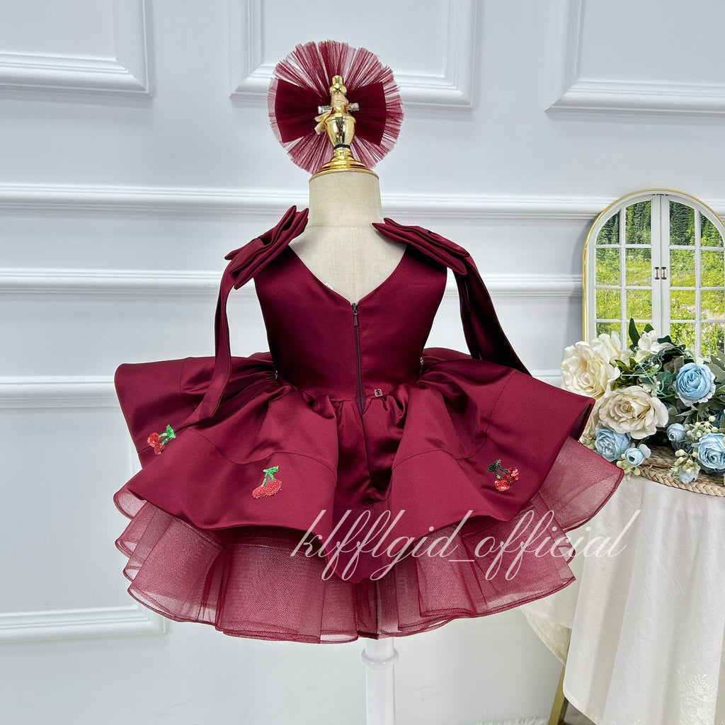 Toddler princess dress Birthday party themed baby strawberry dress,｜KLFFIGID
