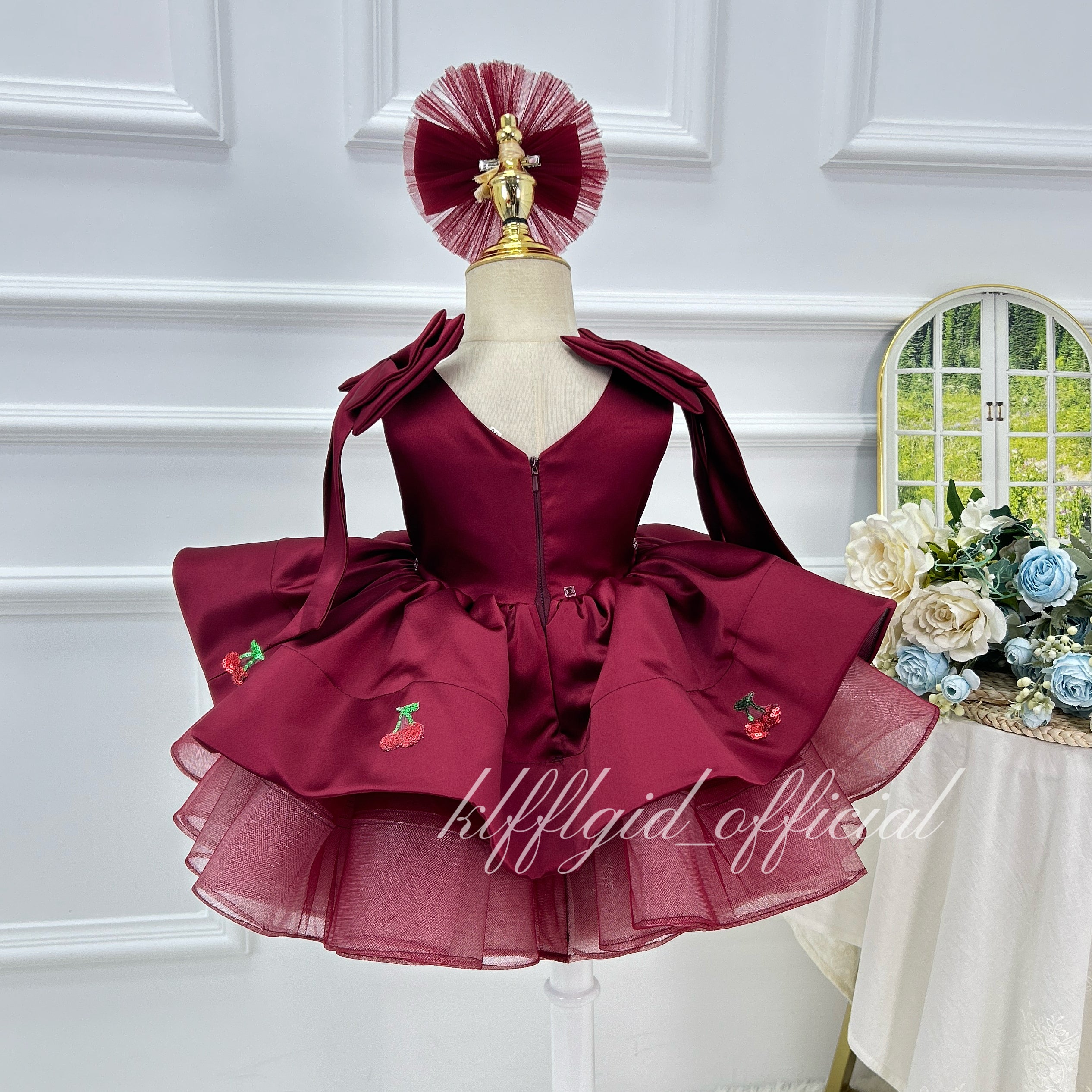 Toddler princess dress Birthday party themed baby strawberry dress,｜KLFFIGID