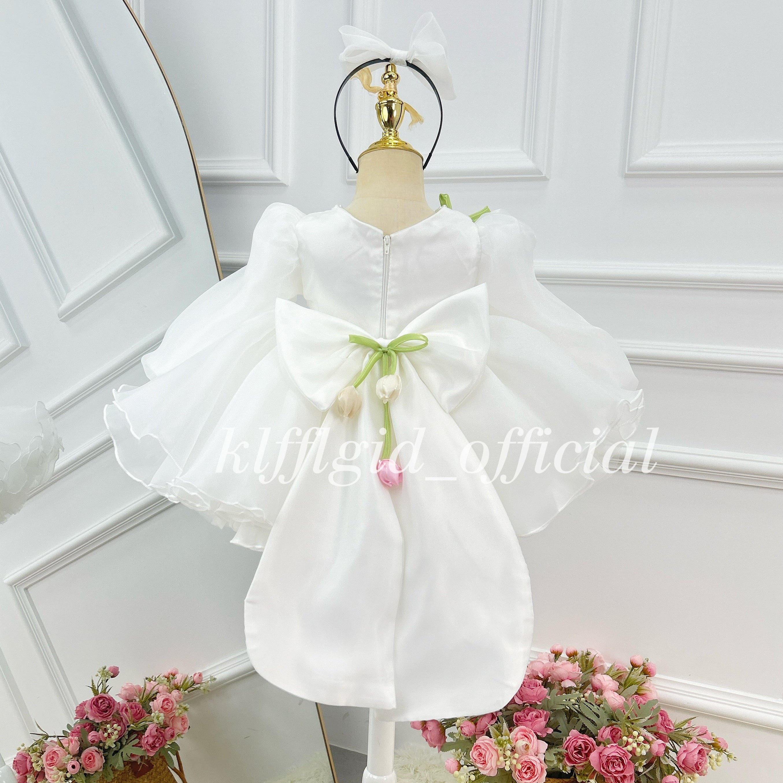 Baby Birthday Dress Stylish floral long-sleeve dress Wedding flower girl｜KLFFIGID