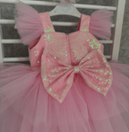 Flutter Sleeve Sequined Shell Baby Birthday Princess Dress | KLFFIGID