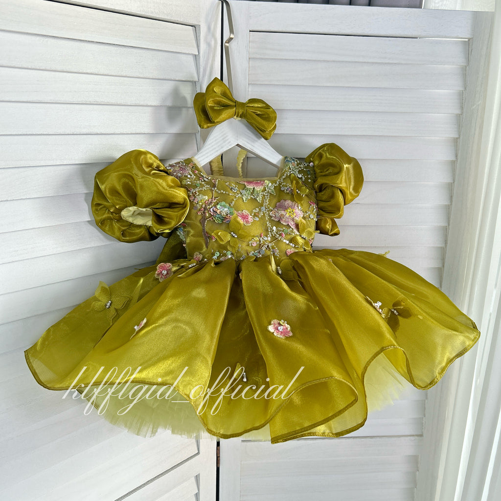 Baby's Birthday Dress Embroidered floral pageant dress for girls  | KLFFLGID
