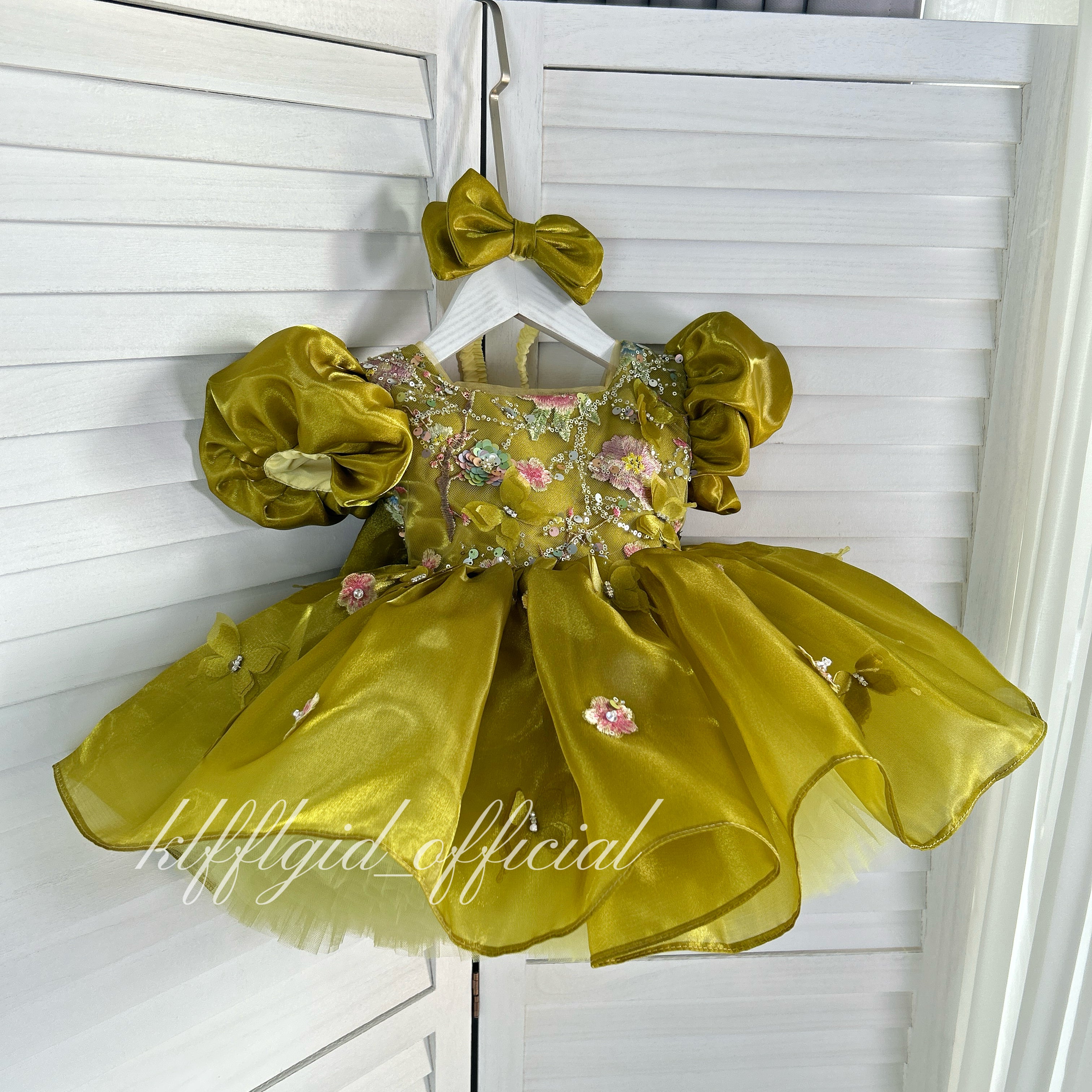 Baby's Birthday Dress Embroidered floral pageant dress for girls  | KLFFLGID