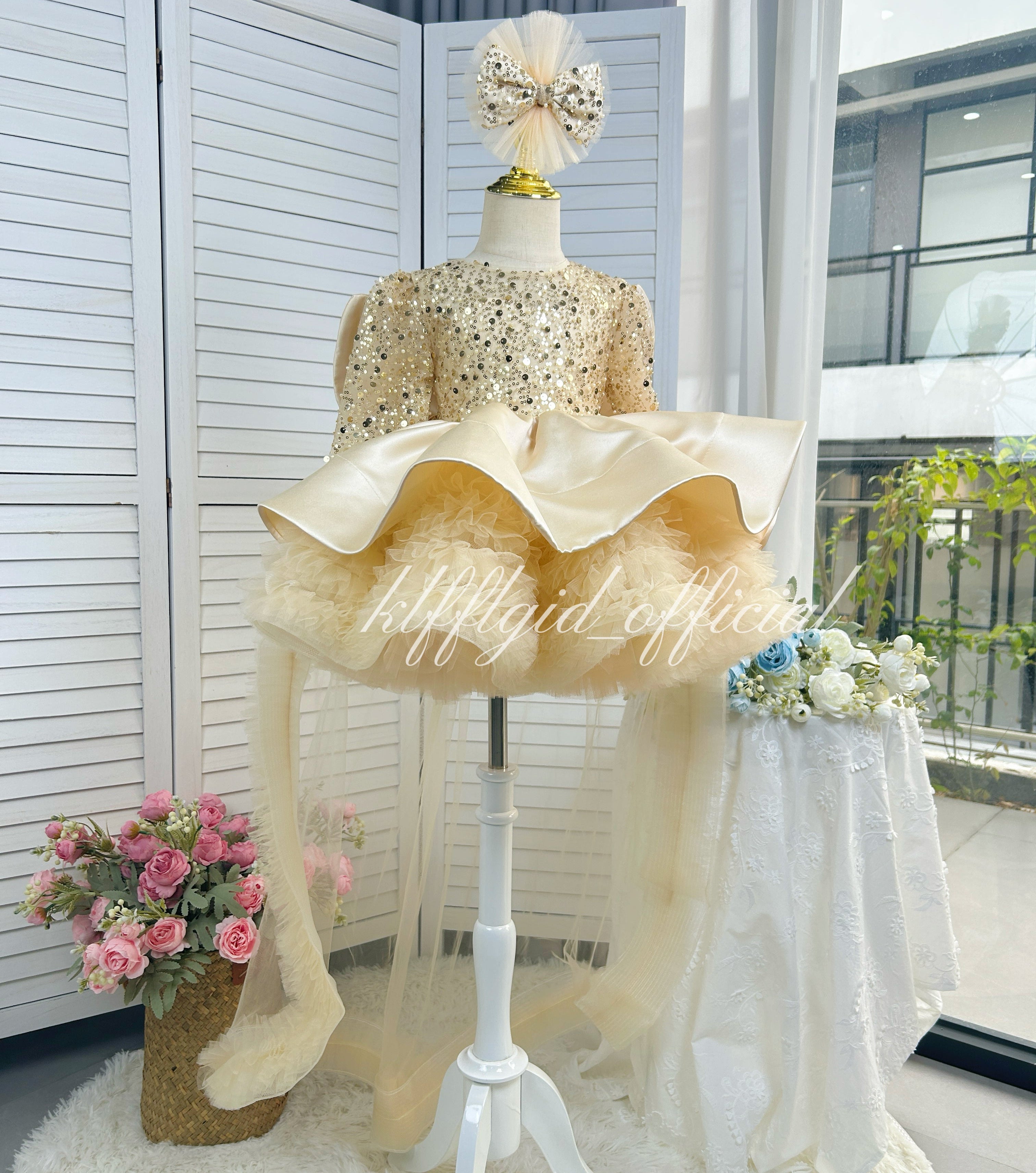 Puffy Ball Gown & Sequin Birthday Dress for Girls | KLFFLGID