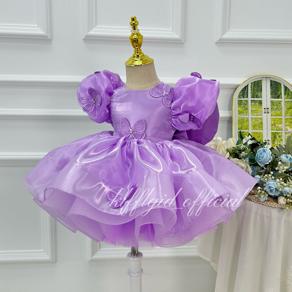 Baby 1st Birthday Tulle Dress with Large Bow for Pageant | KLFFIGID