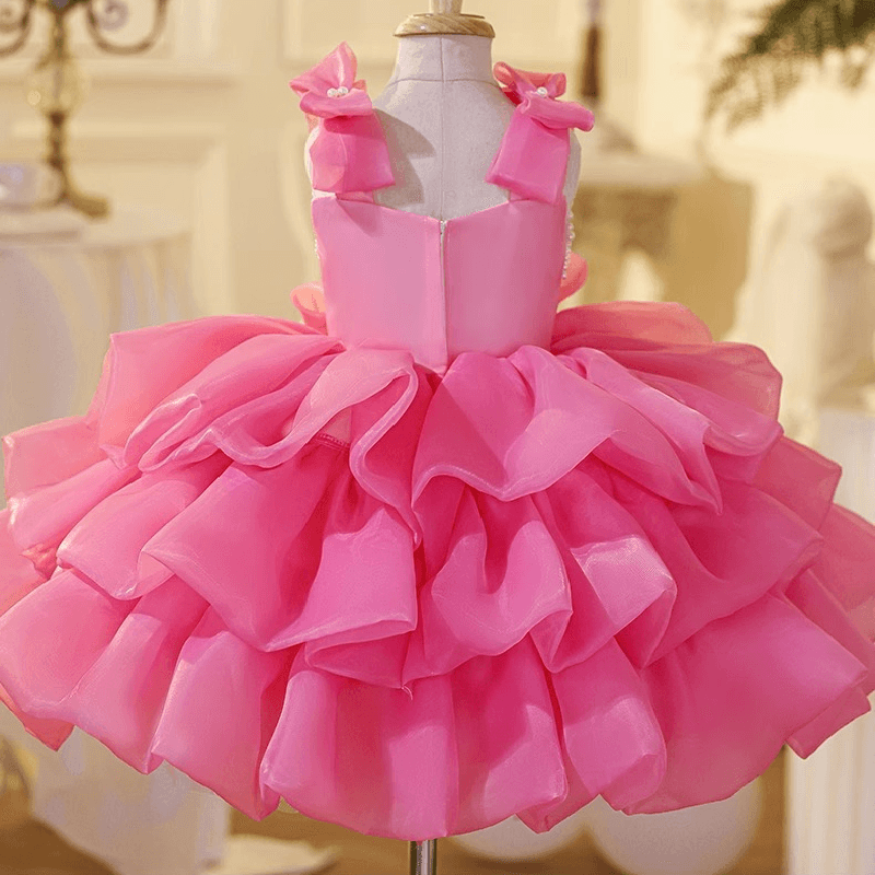Girls Pearl Rose Sleeveless First Birthday Princess Dress | KLFFIGID