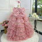Luxurious Princess Dress with Train for Girls Baby's birthday party dress | KLFFLGID