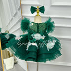 Girls Embroidered Flower Princess Dress Feather Sleeve Party Dress | KLFFIGID