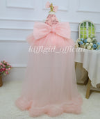 Baby Girl High Neck Sequin Birthday Flower Girl Dress with Train | KLFFLGID