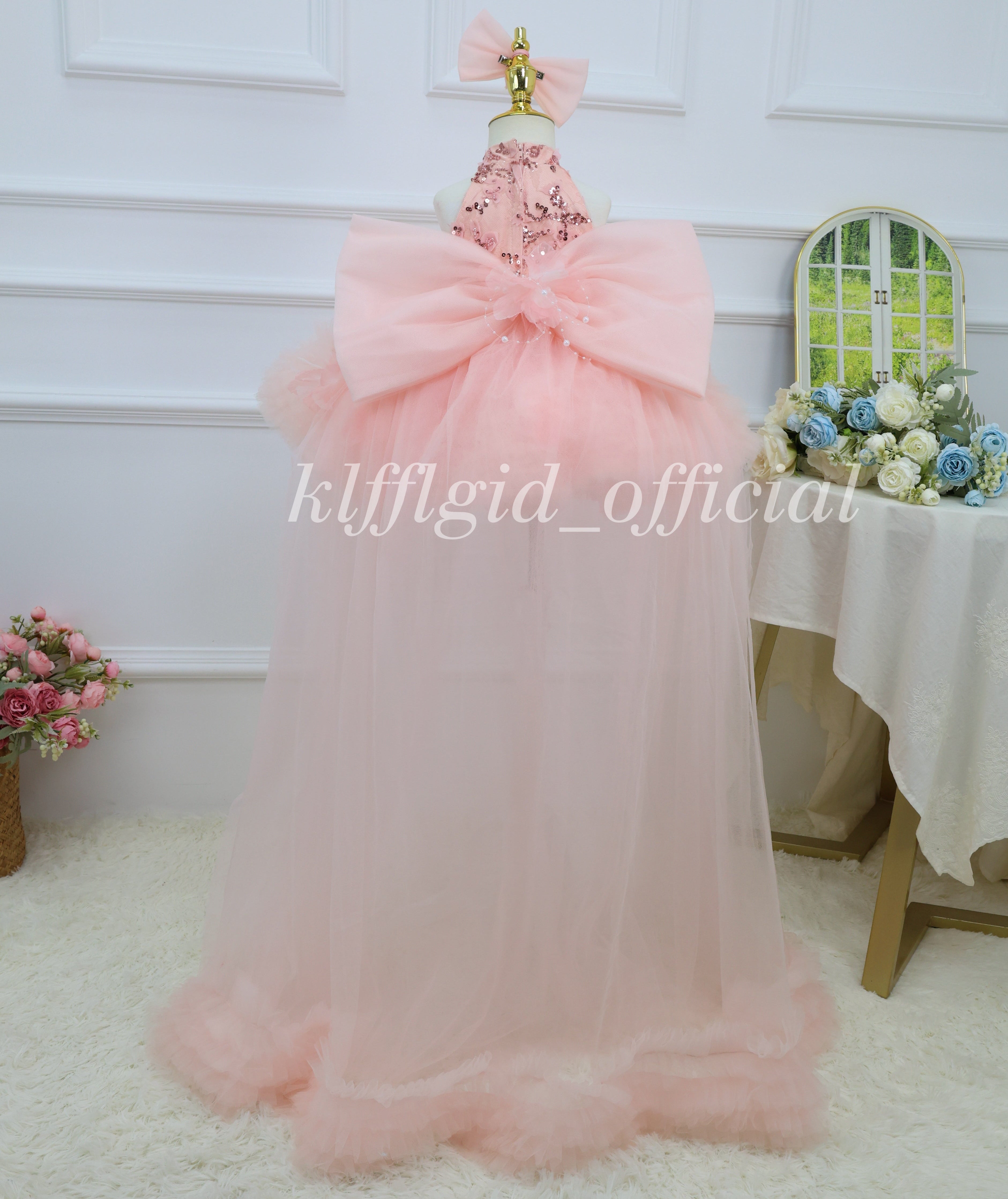 Baby Birthday Dress Gorgeous Flower Girl Dress Toddler Layered Tulle Skirt | KLFFIGID