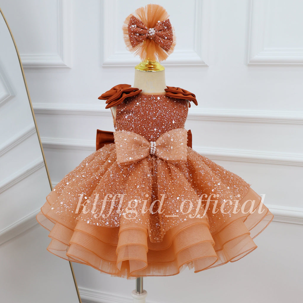 1-year-old baby birthday dress gorgeous Wedding flower girl dress Baby Party Frock | KLFFLGID