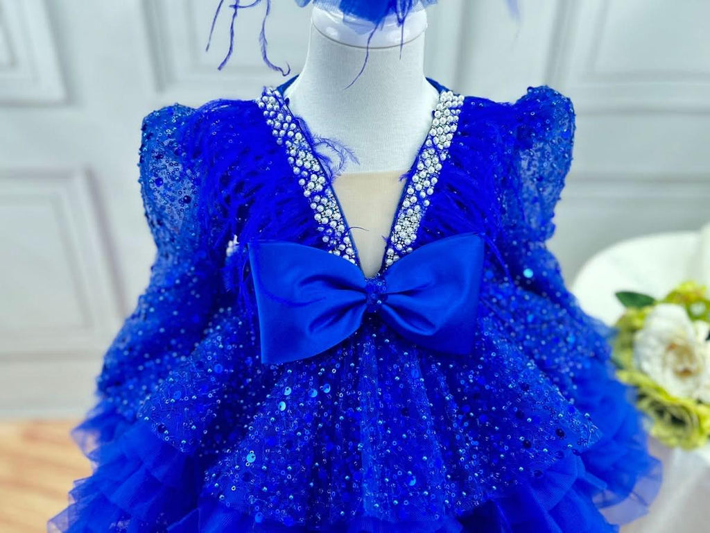 Girls Sequin Long Sleeve Evening Party Princess Dress | KLFFIGID