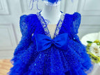 Girls Sequin Long Sleeve Evening Party Princess Dress | KLFFIGID