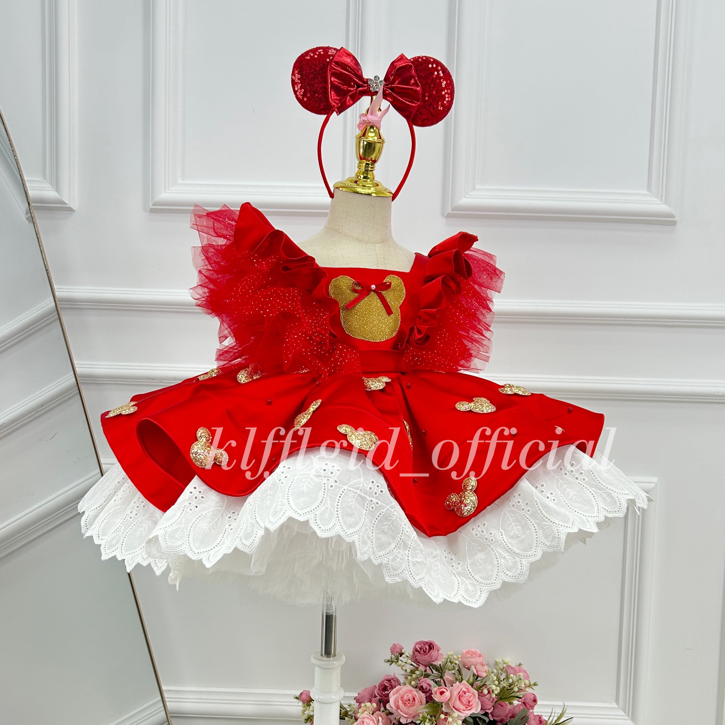 Cute Mouse-themed First Birthday Princess Dress for Baby Girls | KLFFIGID