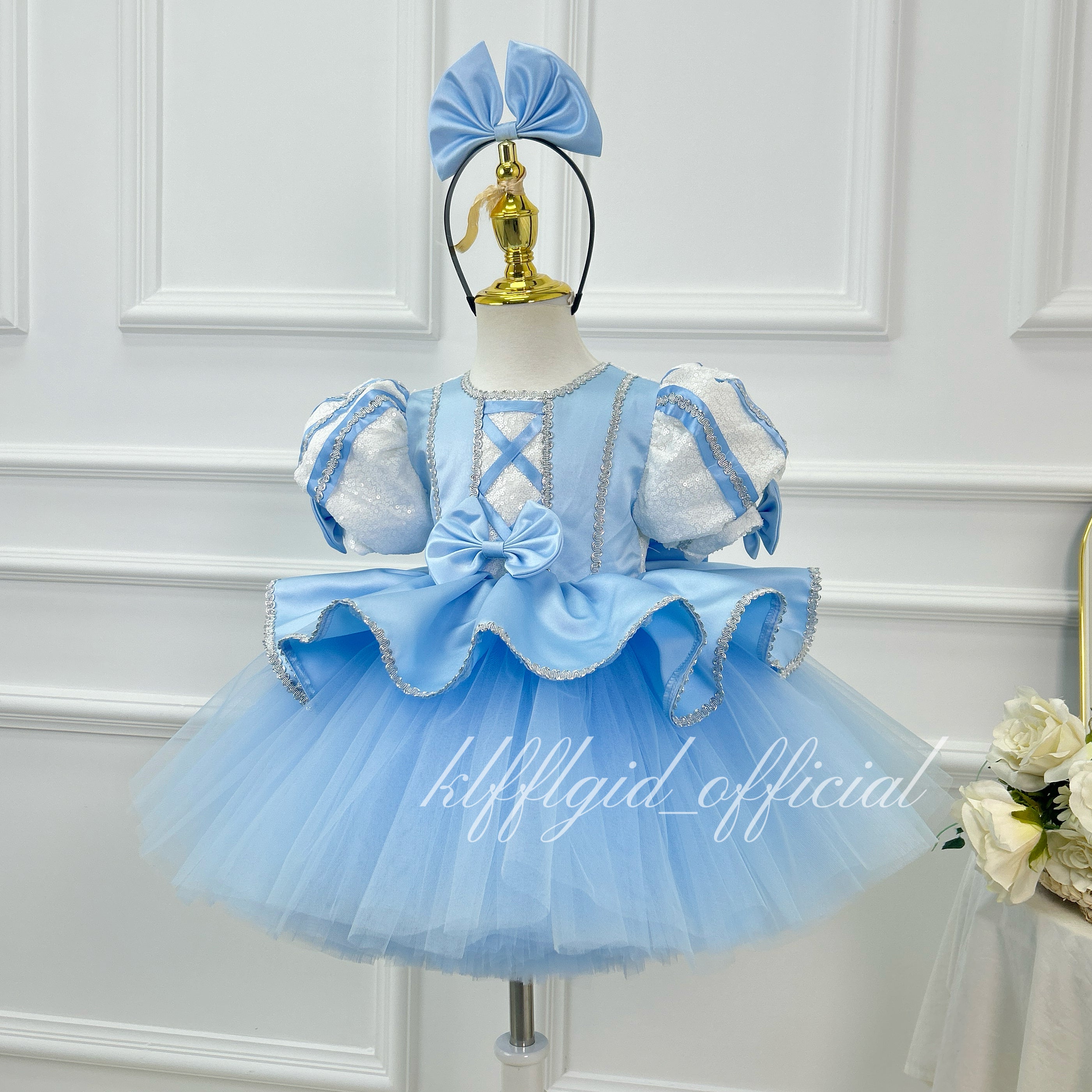 Girls Princess Dress Sequins Flower Girl Photoshoot Party Birthday Gown | KLFFIGID