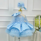 Sparkly Long Sleeve Birthday Pageant Dress for Baby Girls | KLFFIGID