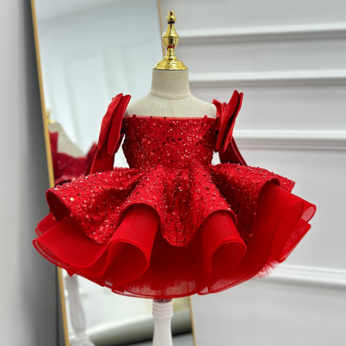 Baby's First Birthday Dress Glamorous Sequin Flower Girl Dress ｜KLFFLGID