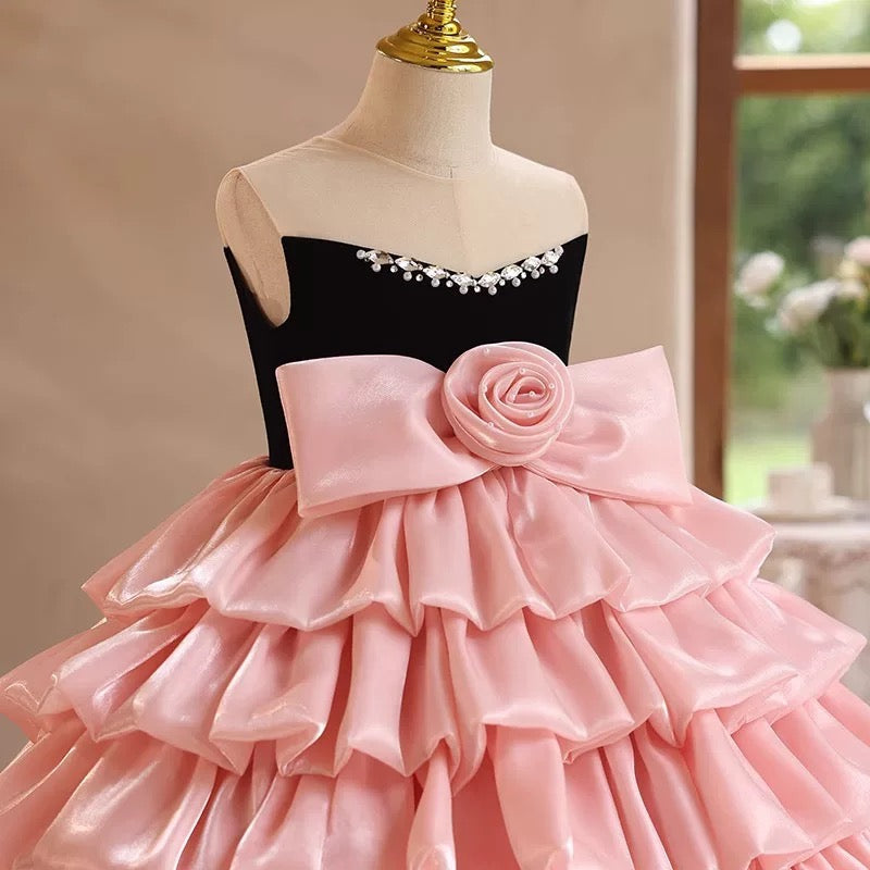 Sleeveless birthday party girl princess dress, baby girl cake dress, stage performance evening dress, girl dress, photo shoot long dress