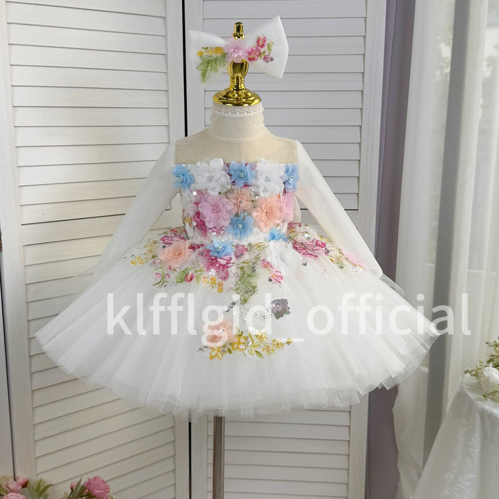 Floral Embroidery & Elegant Princess Silhouette Dress | KLFFLGID
